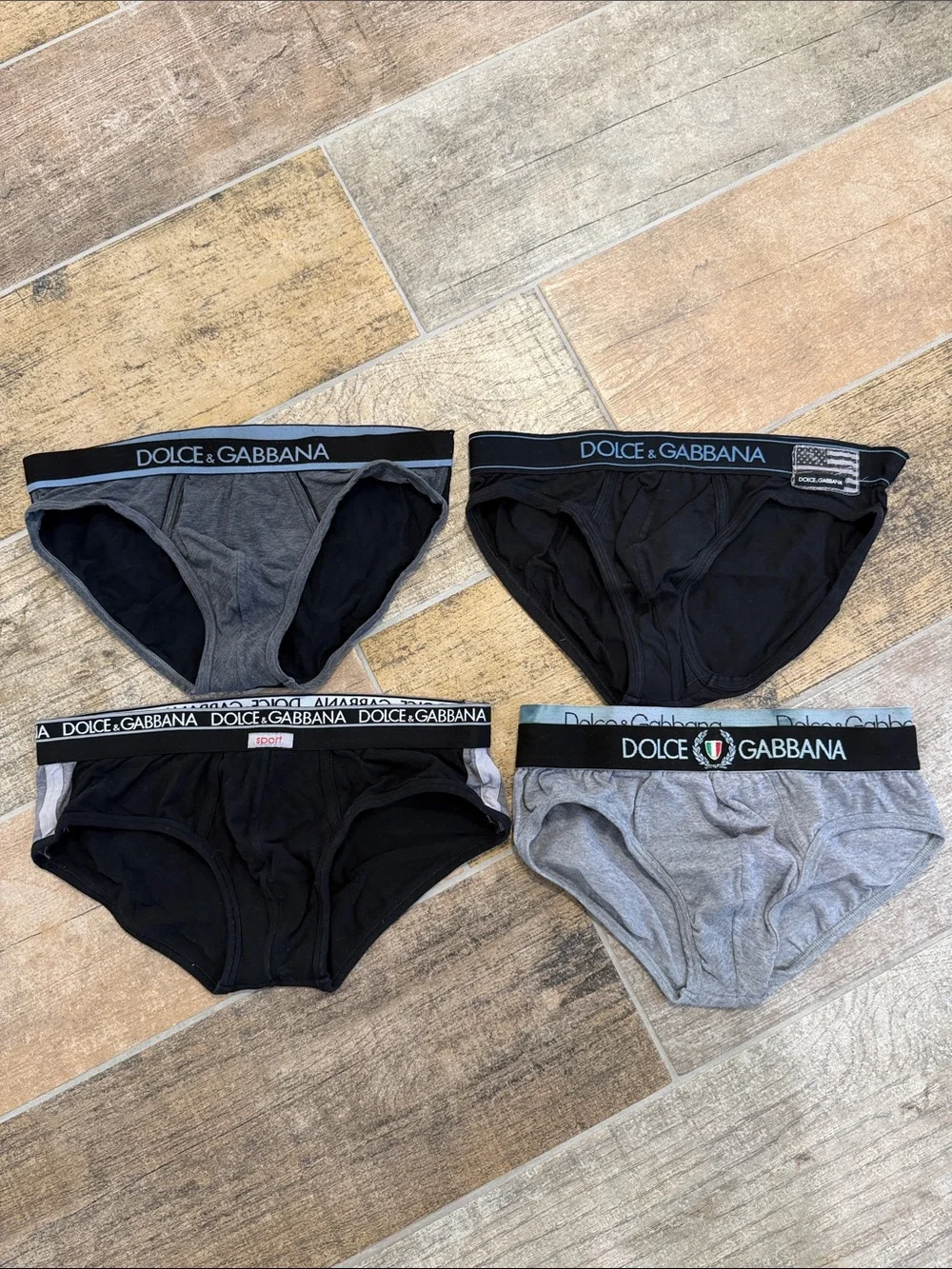 Dolce & Gabbana Men's Briefs Set - Black & Gray Designer Underwear Size Small